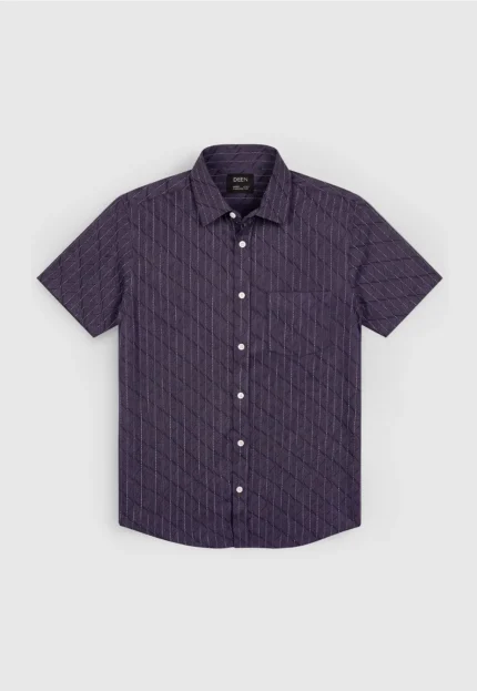 Cream Check Casual Half Shirt